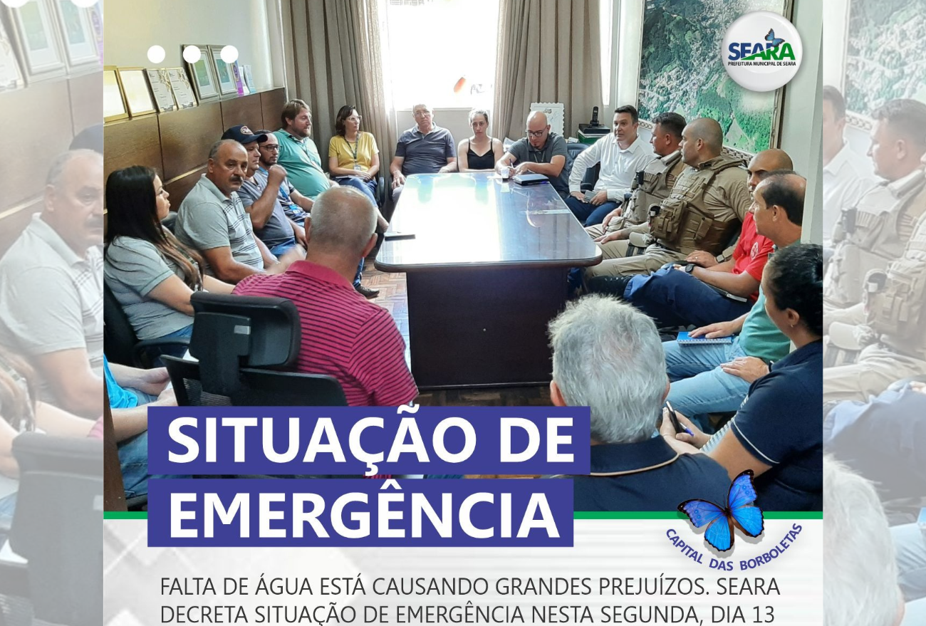 Atenção: Seara decreta situação de emergência devido a escassez de água
