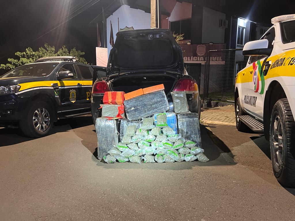 PRF e PMRv realizam a apreensão de aproximadamente 100kg de drogas na BR-282
