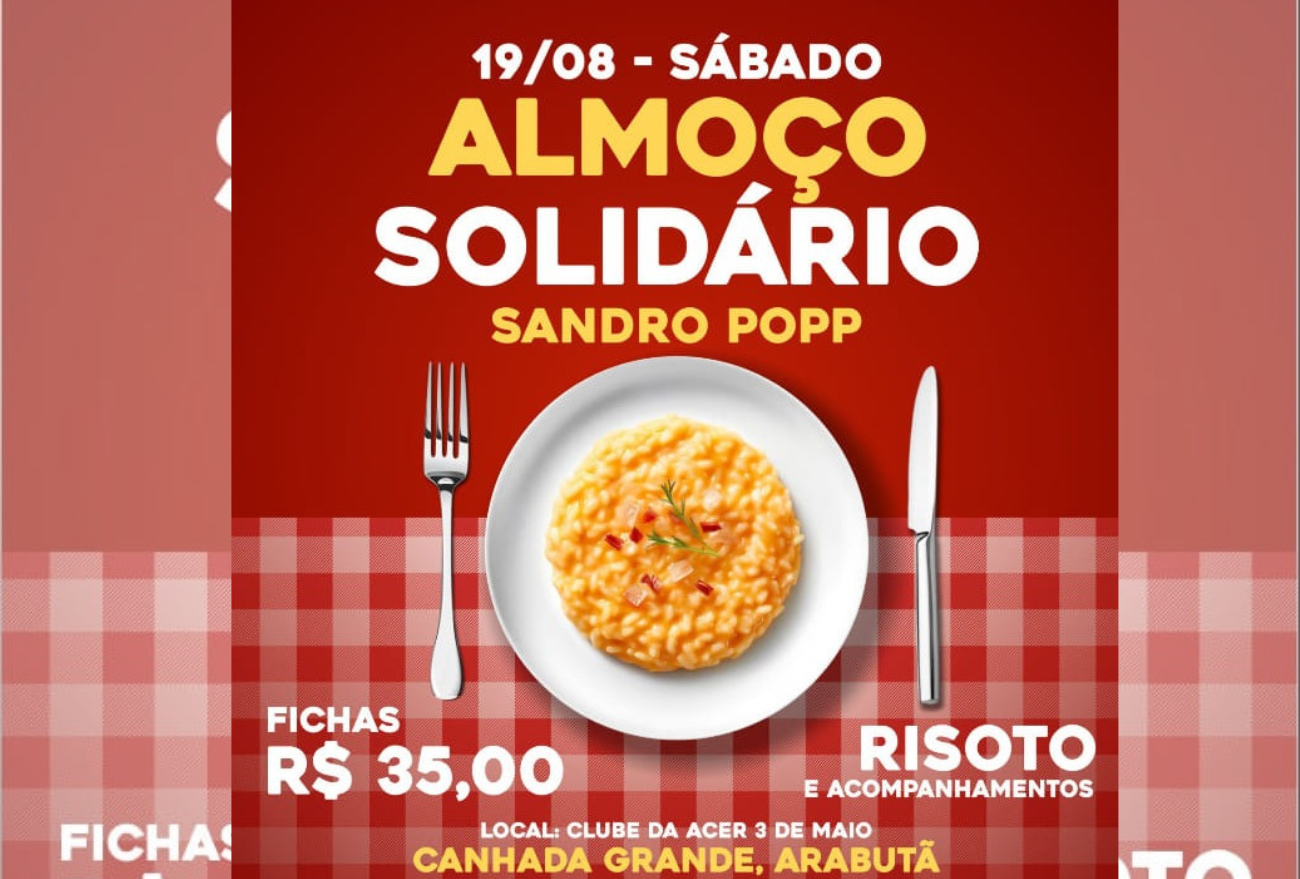 Almoço solidário em prol de Sandro Popp acontece neste sábado