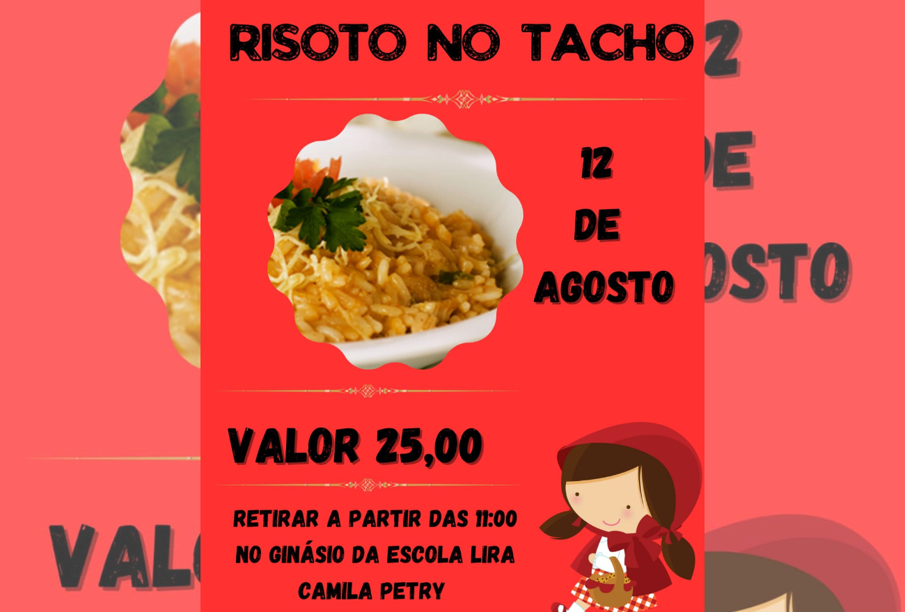 Risoto no tacho do CEI Chapeuzinho Vermelho ocorre neste sábado (12), em Seara