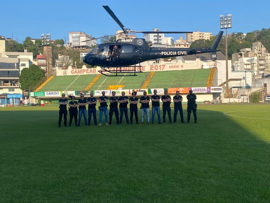 Policiais Civis de Seara participam de treinamentos com aeronave e policiais civis do SAER