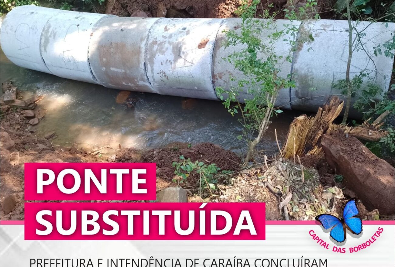 Ponte de madeira é substituída por tubos de concreto, em Linha Dalle Laste