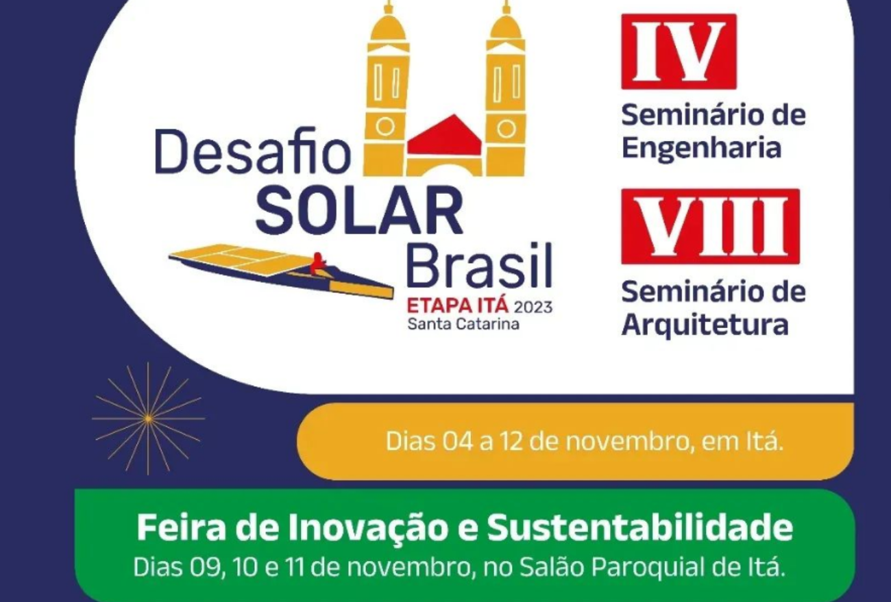 Desafio Solar ocorre no próximo mês em Itá, confira a programação: