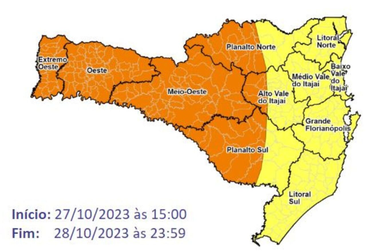 Defesa Civil emite alerta para temporais em Seara e região neste final de semana